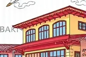 抱着一摞作业本的侧影，逆光站在教室门口